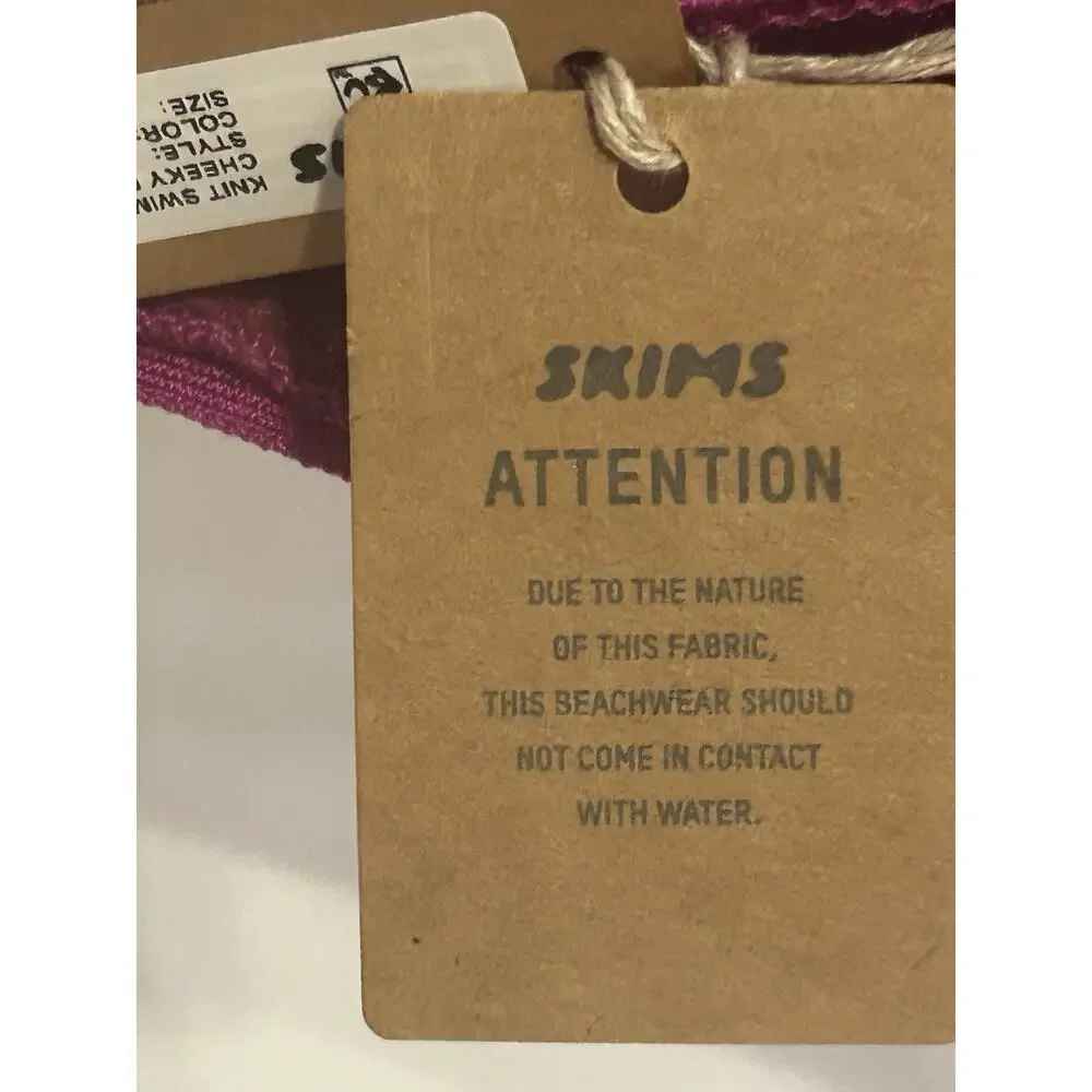 NWT Skims Lollipop Ribbed Knit Elastic Waist Swim Cheeky Pull Bikini Bottom XL